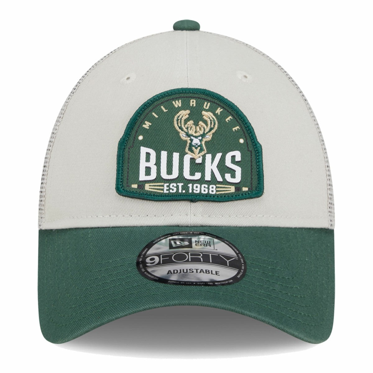 New Era Milwaukee Bucks Throwback Patch Trucker 9FORTY Adjustable Hat