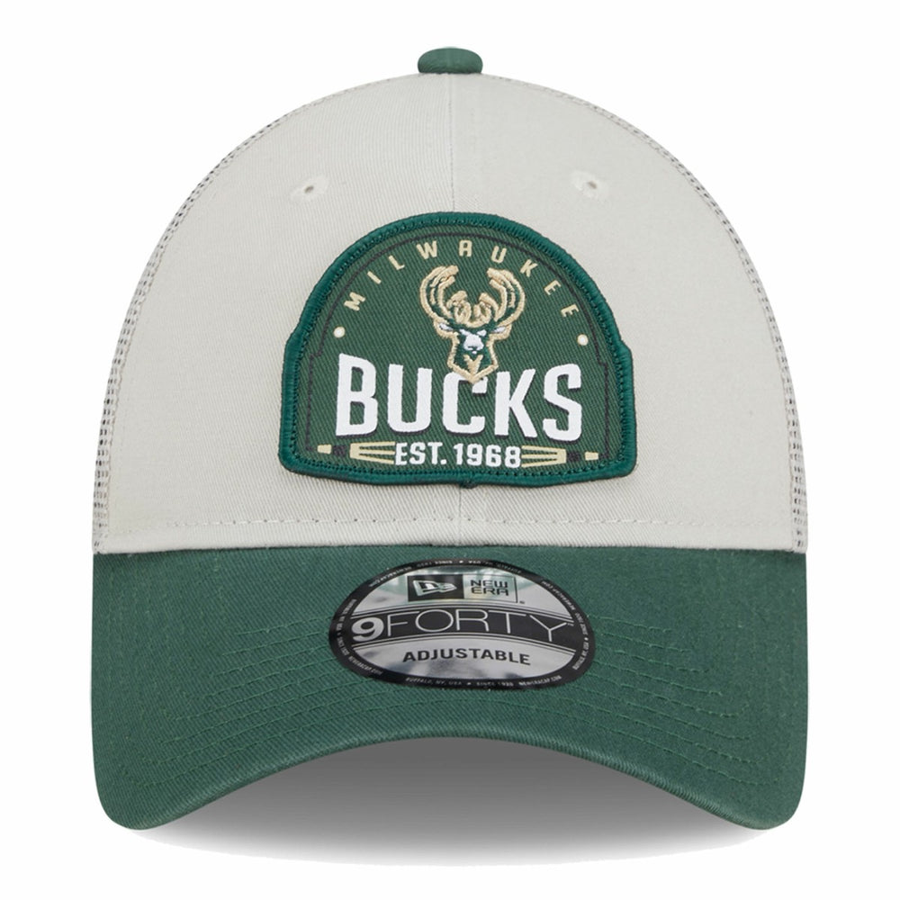 New Era Milwaukee Bucks Throwback Patch Trucker 9FORTY Adjustable Hat