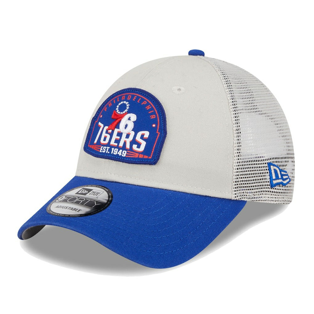 New Era Philadelphia 76ers Throwback Patch Trucker 9FORTY Adjustable Hat