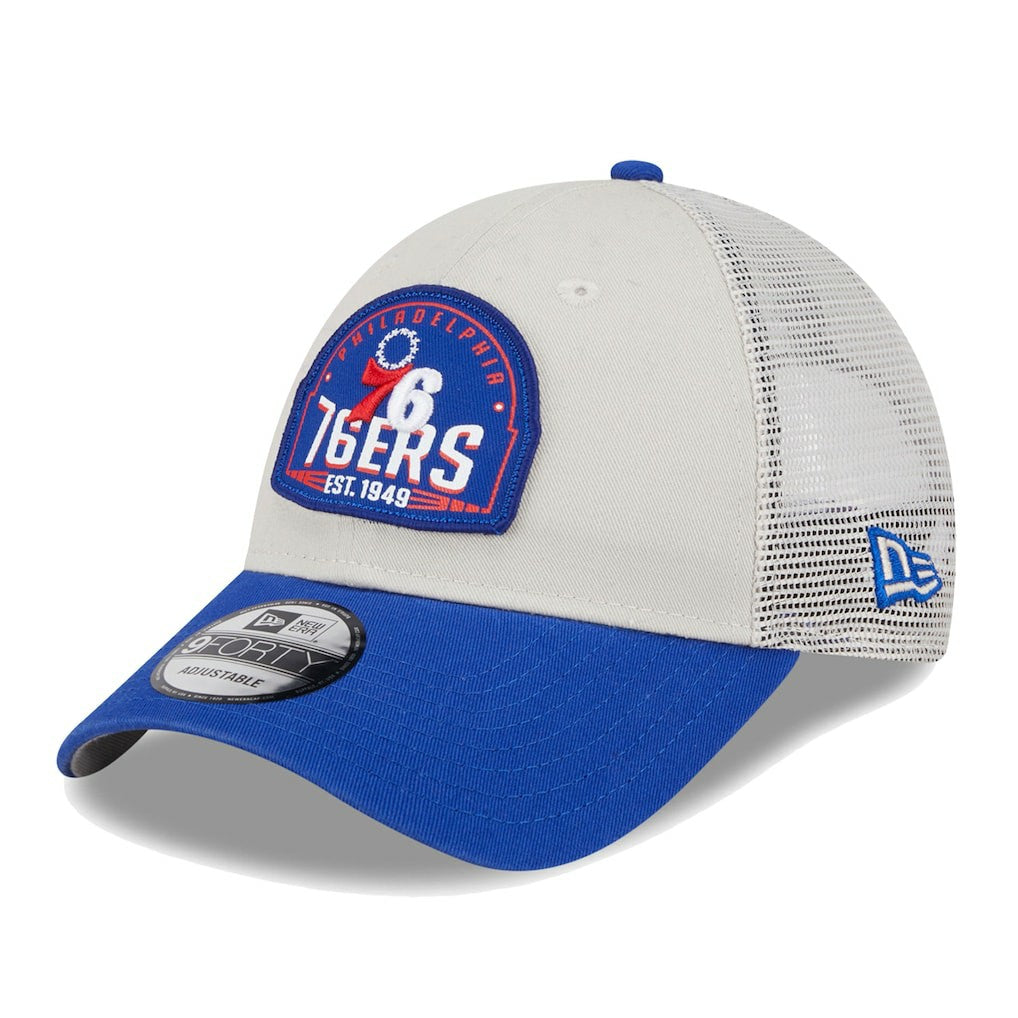New Era Philadelphia 76ers Throwback Patch Trucker 9FORTY Adjustable Hat