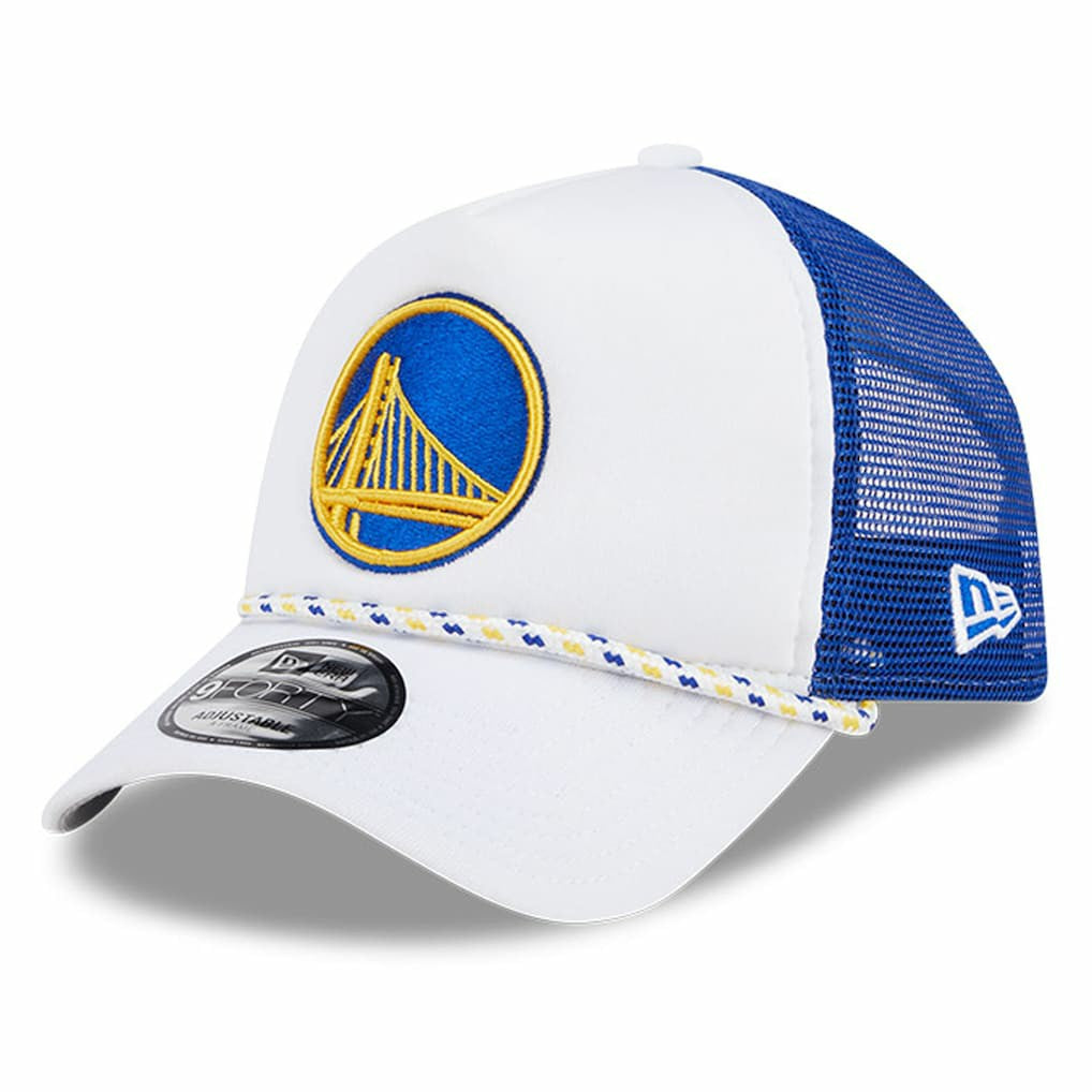 New Era Golden State Warriors Court Sport Foam A-Frame 9FORTY Adjustable Trucker Hat sale
