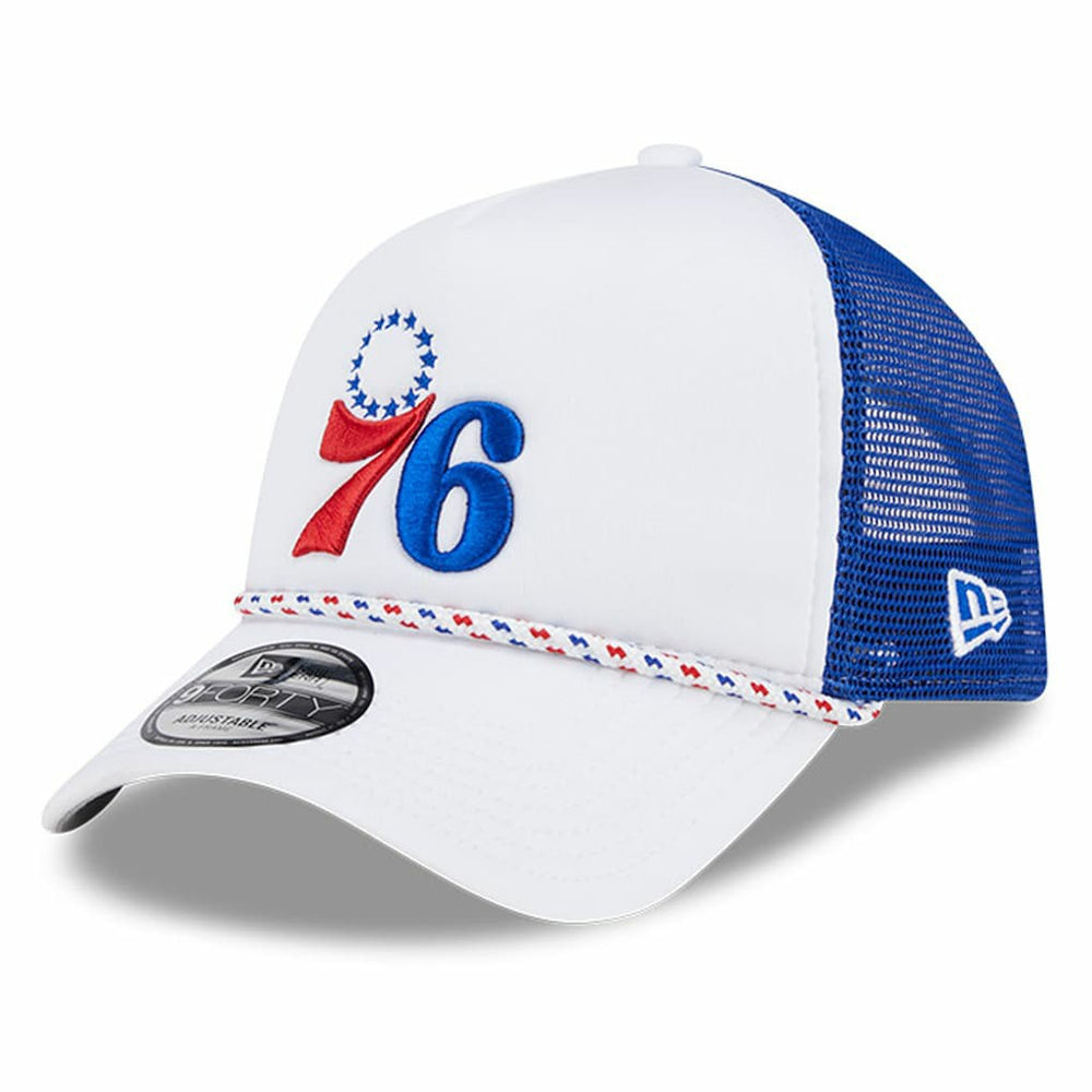 New Era Philadelphia 76ers Court Sport Foam A-Frame 9FORTY Adjustable Trucker Hat