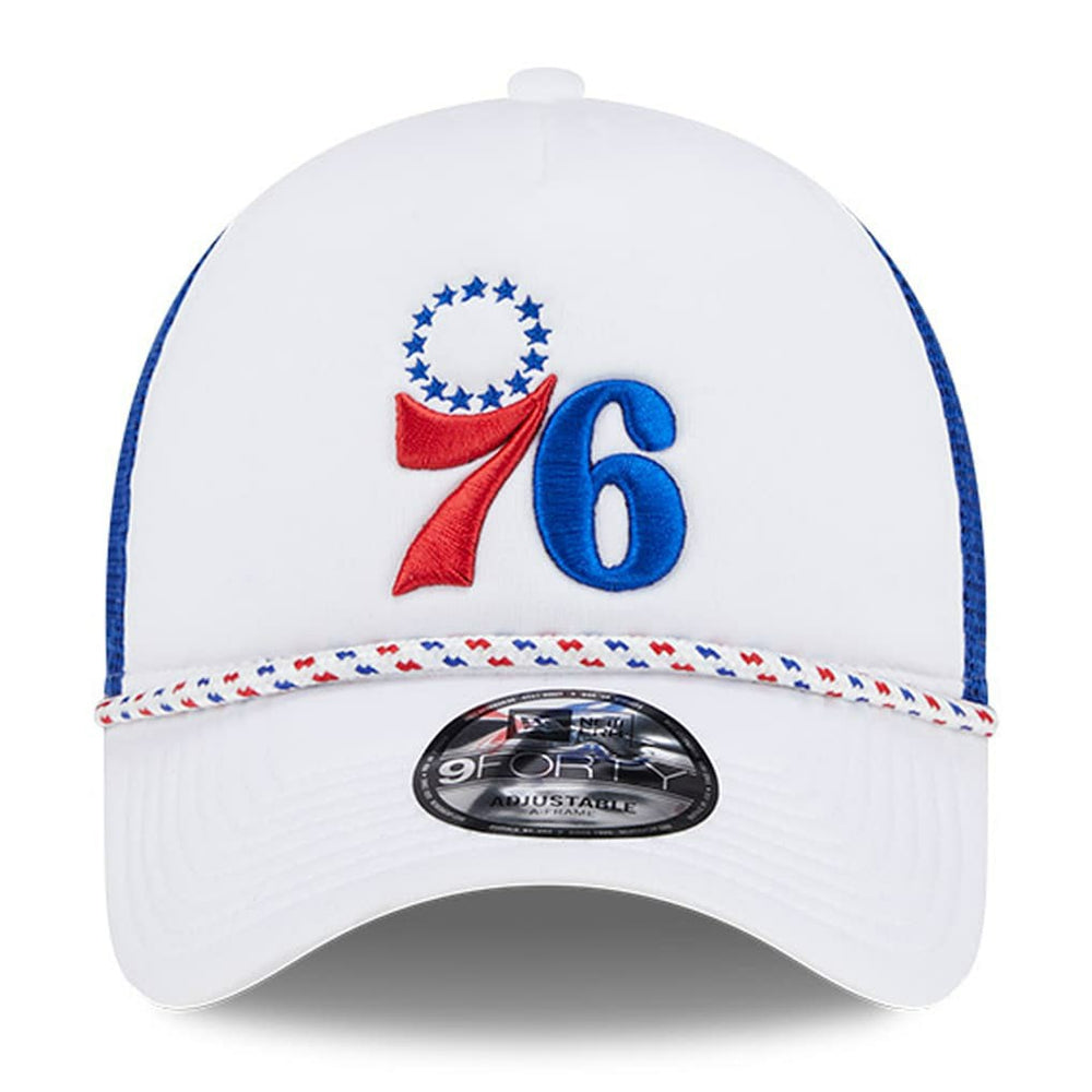 New Era Philadelphia 76ers Court Sport Foam A-Frame 9FORTY Adjustable Trucker Hat