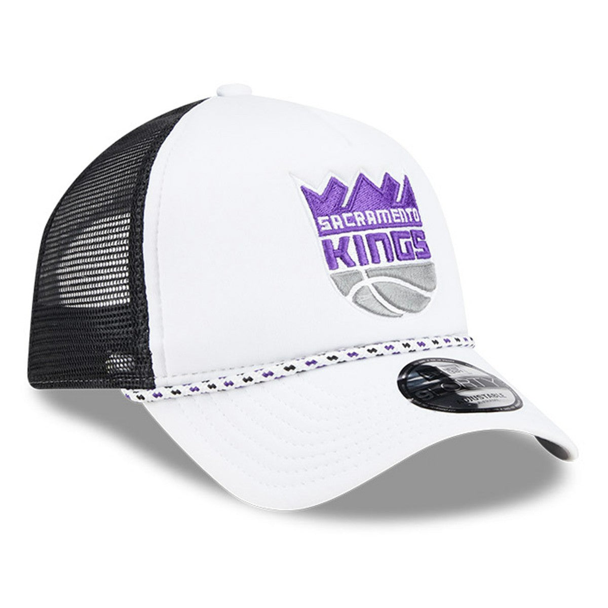New Era Sacramento Kings Court Sport Foam A-Frame 9FORTY Adjustable Trucker Hat