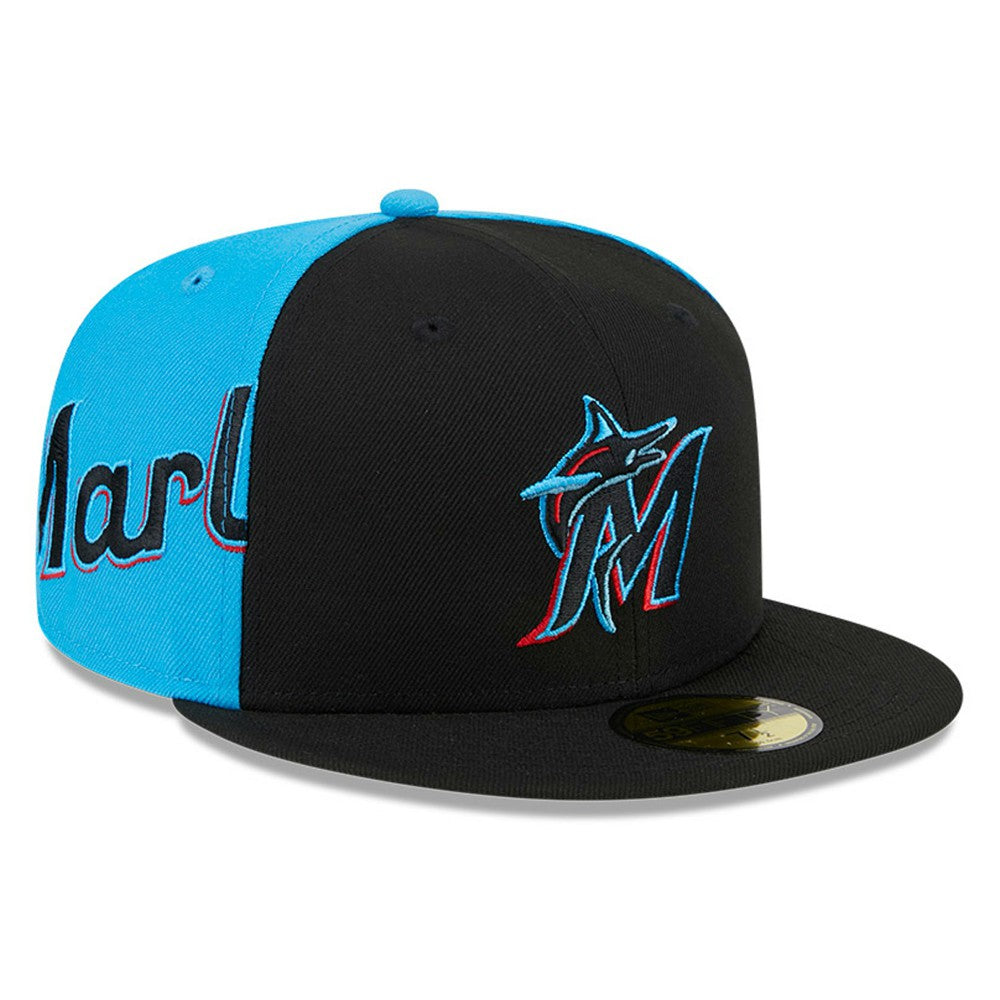 Black/Blue Miami Marlins New Era Gameday Sideswipe 59FIFTY Fitted Hat