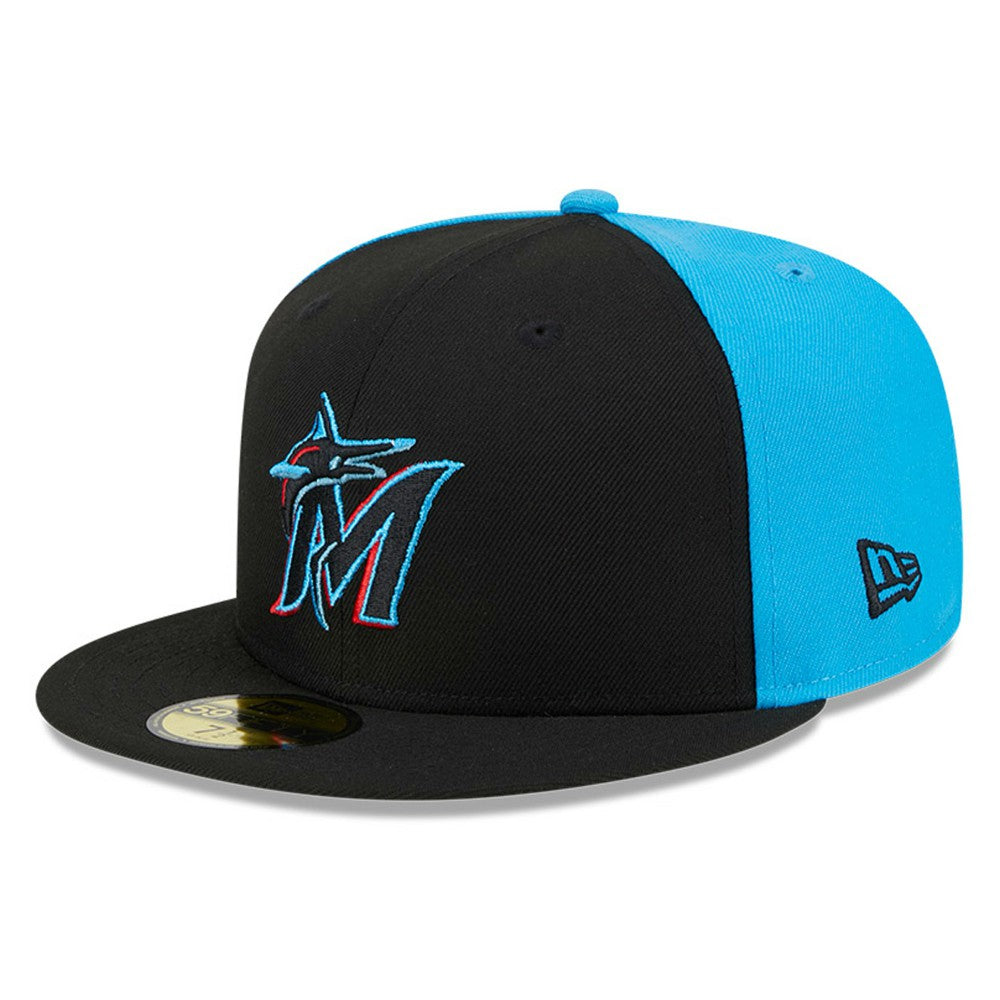 Black/Blue Miami Marlins New Era Gameday Sideswipe 59FIFTY Fitted Hat