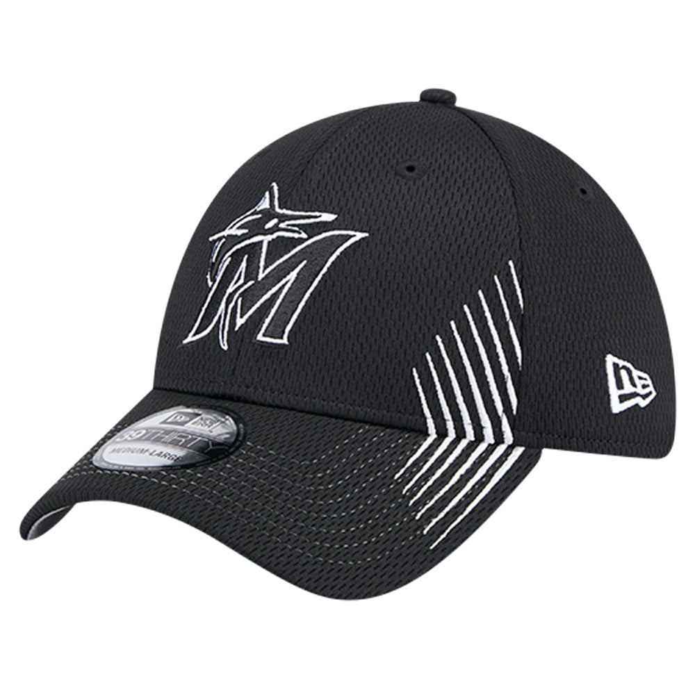Black Miami Marlins New Era Active Dash Mark 39THIRTY Flex Hat