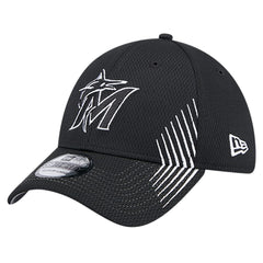 Black Miami Marlins New Era Active Dash Mark 39THIRTY Flex Hat