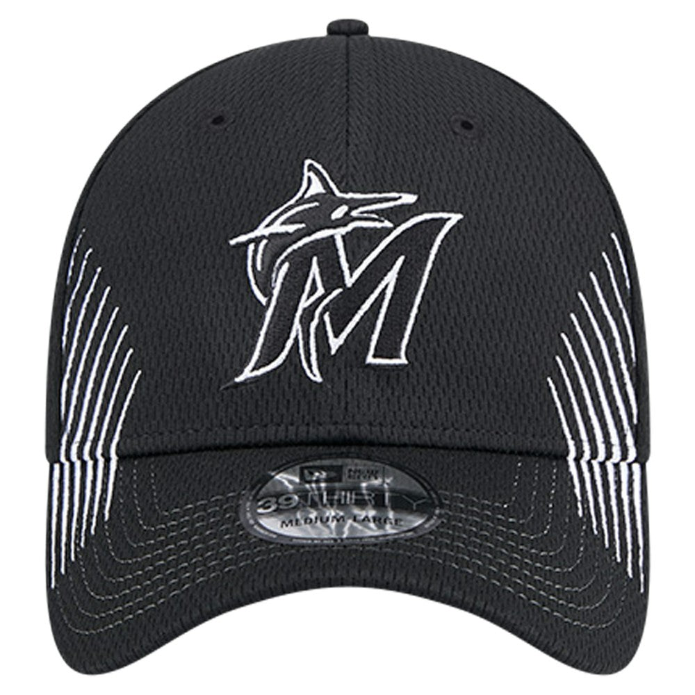 Black Miami Marlins New Era Active Dash Mark 39THIRTY Flex Hat