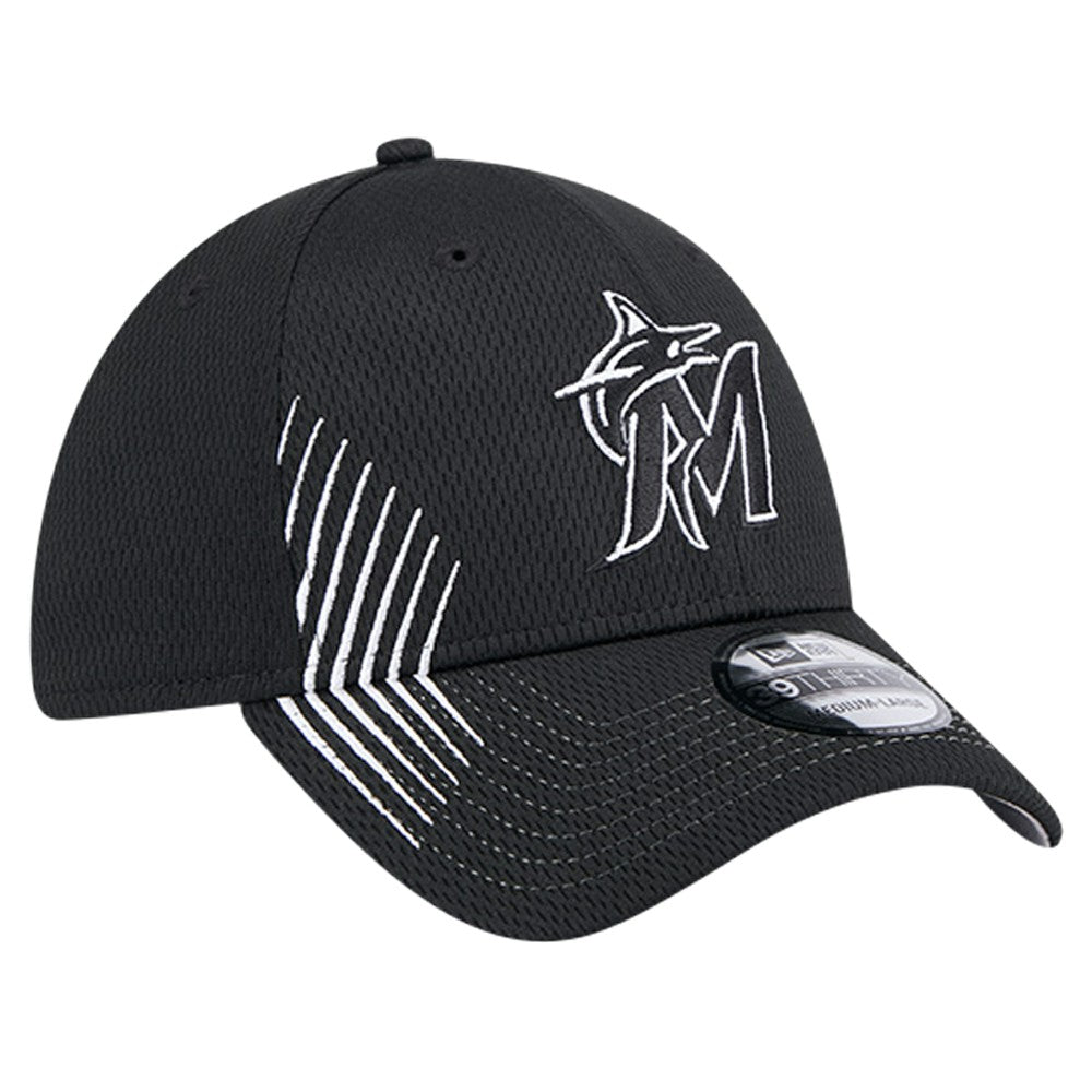 Black Miami Marlins New Era Active Dash Mark 39THIRTY Flex Hat