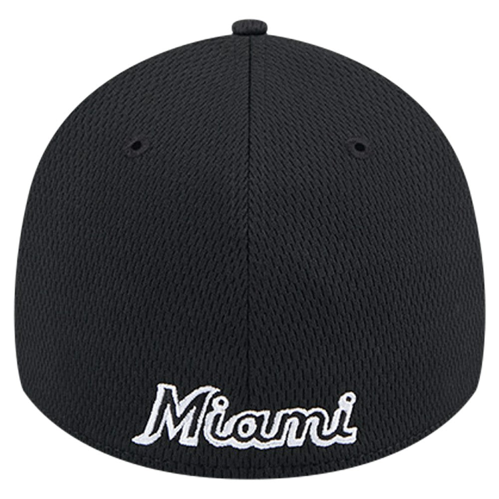 Black Miami Marlins New Era Active Dash Mark 39THIRTY Flex Hat