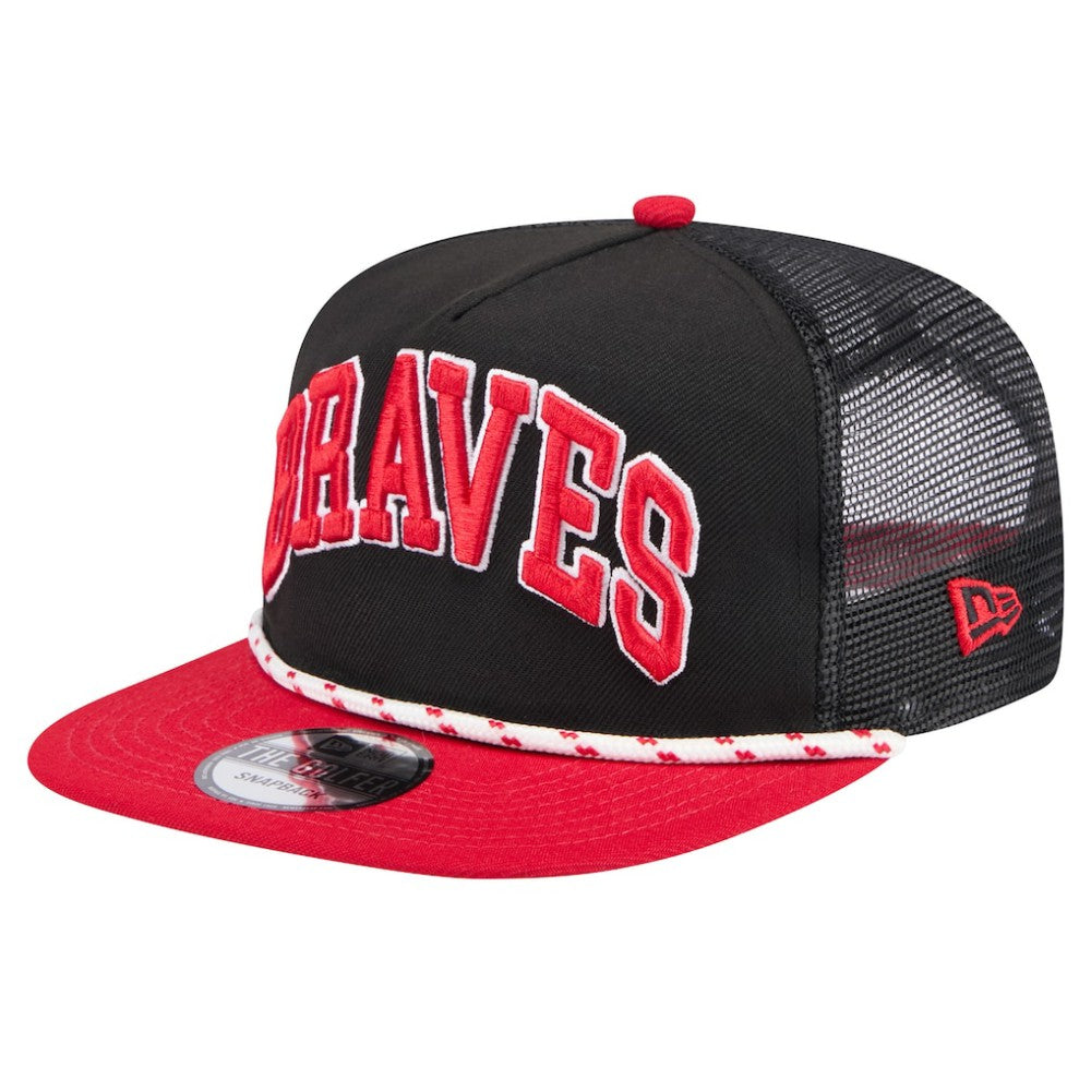 Black Atlanta Braves New Era Throwback Meshback Golfer Hat