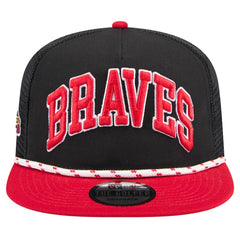 Black Atlanta Braves New Era Throwback Meshback Golfer Hat