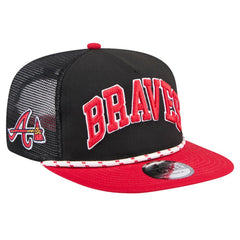 Black Atlanta Braves New Era Throwback Meshback Golfer Hat