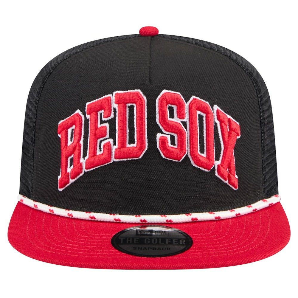 Black Boston Red Sox New Era Throwback Meshback Golfer Hat