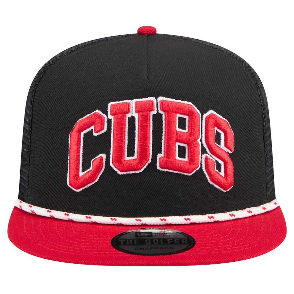 Black Chicago Cubs New Era Throwback Meshback Golfer Hat