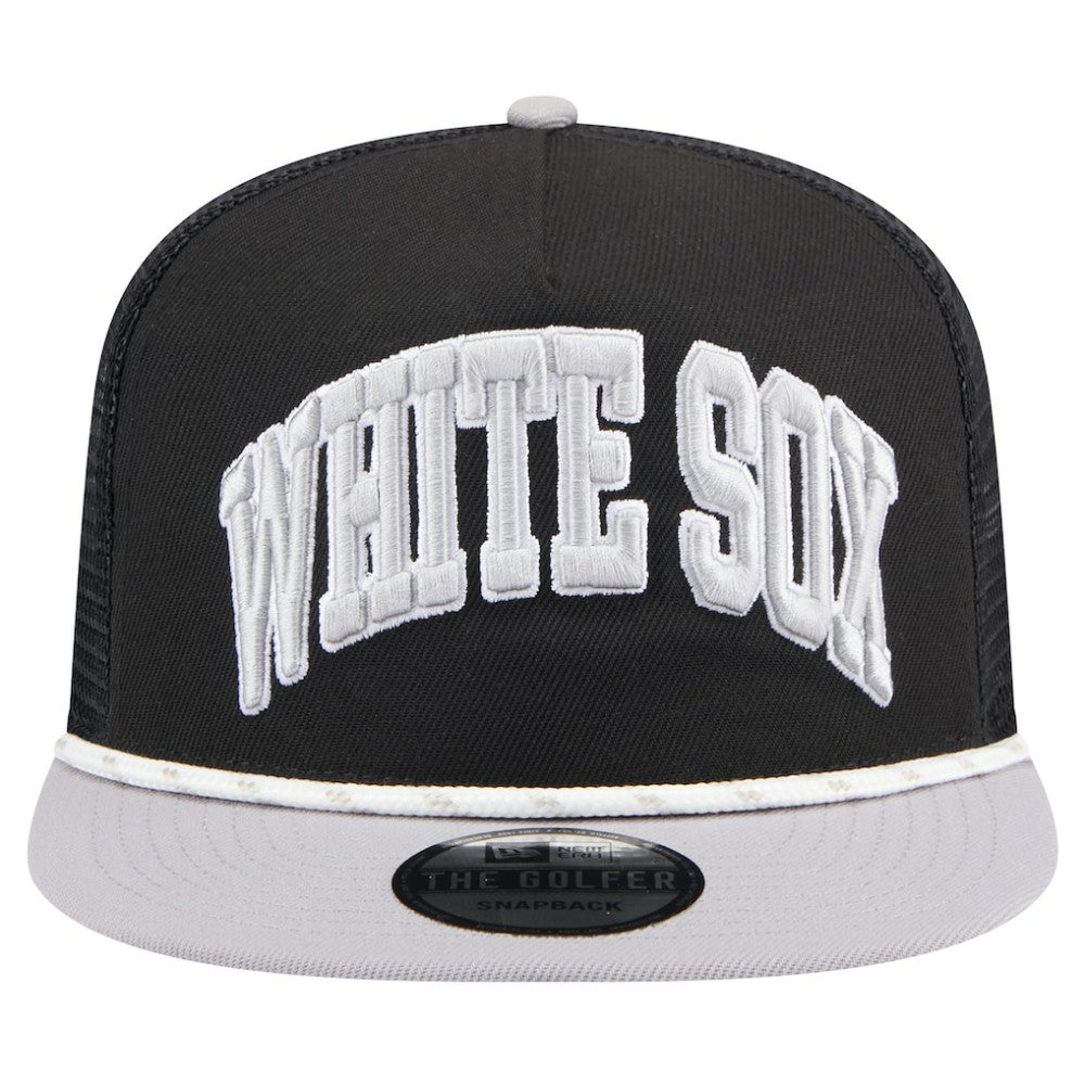 Black Chicago White Sox New Era Throwback Meshback Golfer Hat