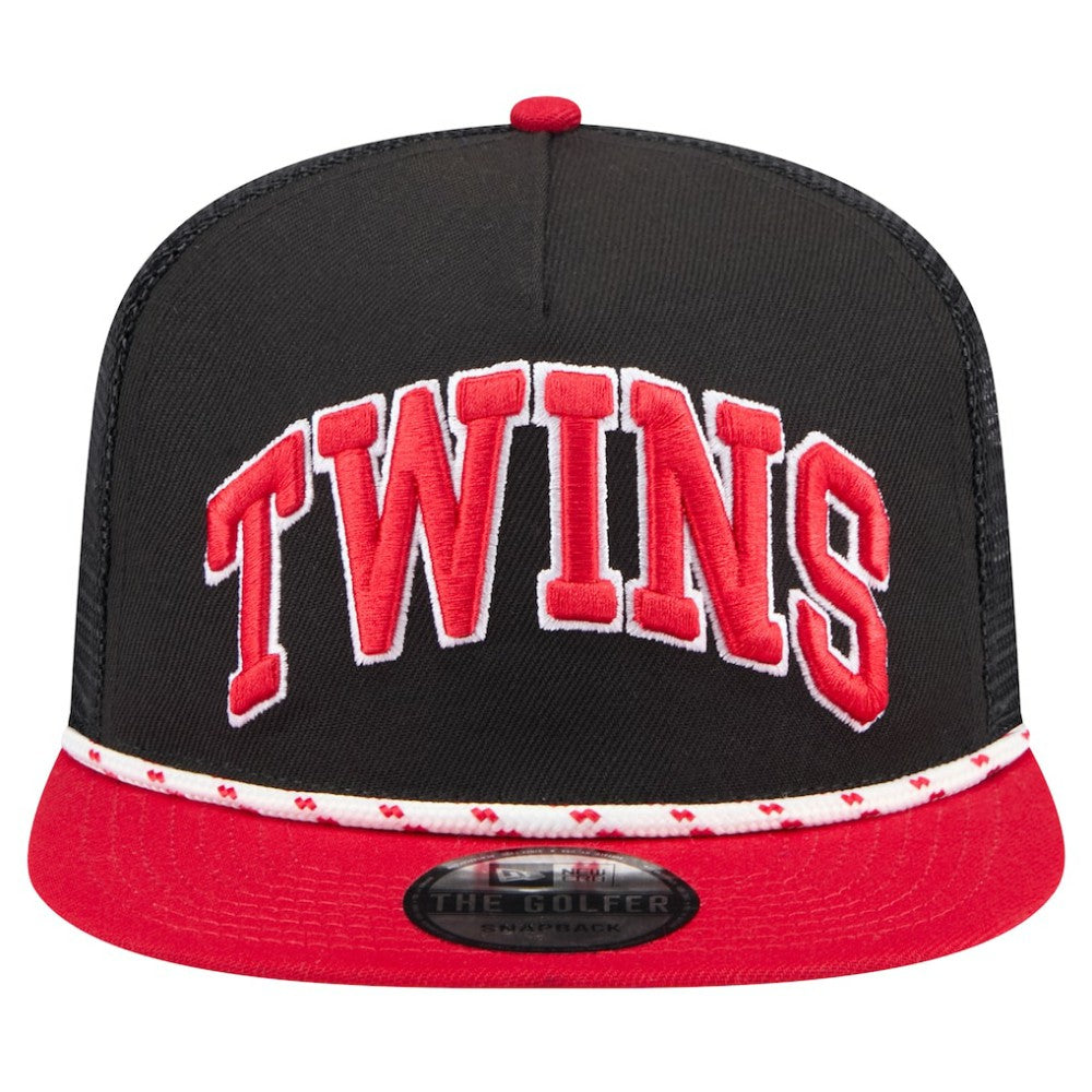 Black Minnesota Twins New Era Throwback Meshback Golfer Hat