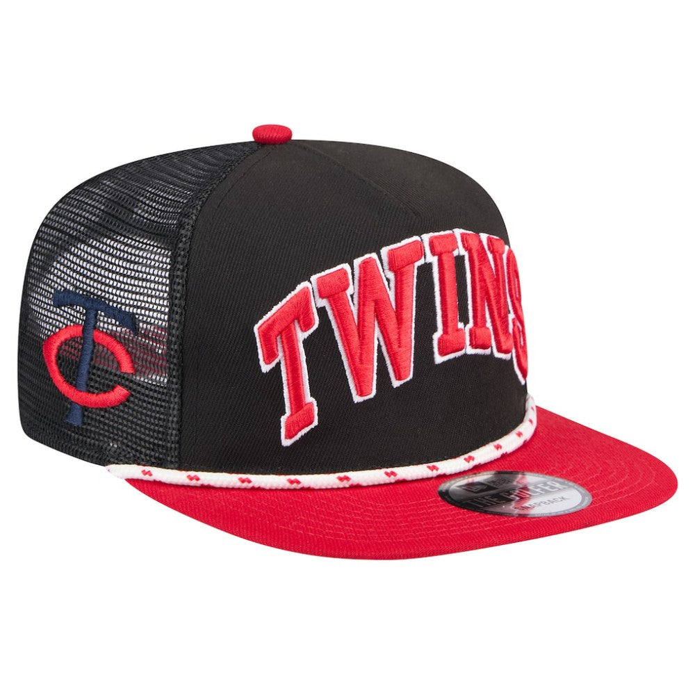 Black Minnesota Twins New Era Throwback Meshback Golfer Hat
