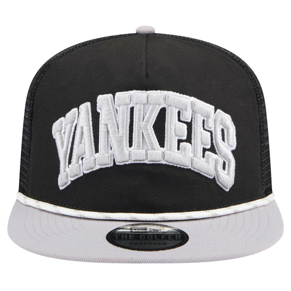 Black New York Yankees New Era Throwback Meshback Golfer Hat