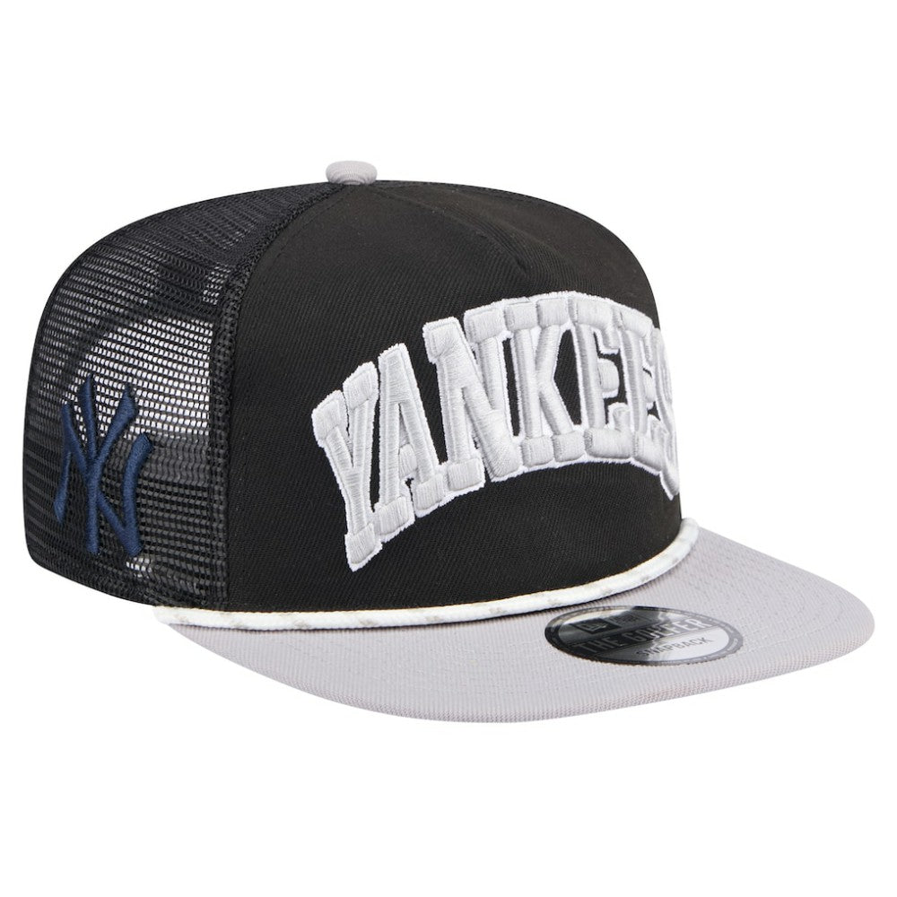 Black New York Yankees New Era Throwback Meshback Golfer Hat