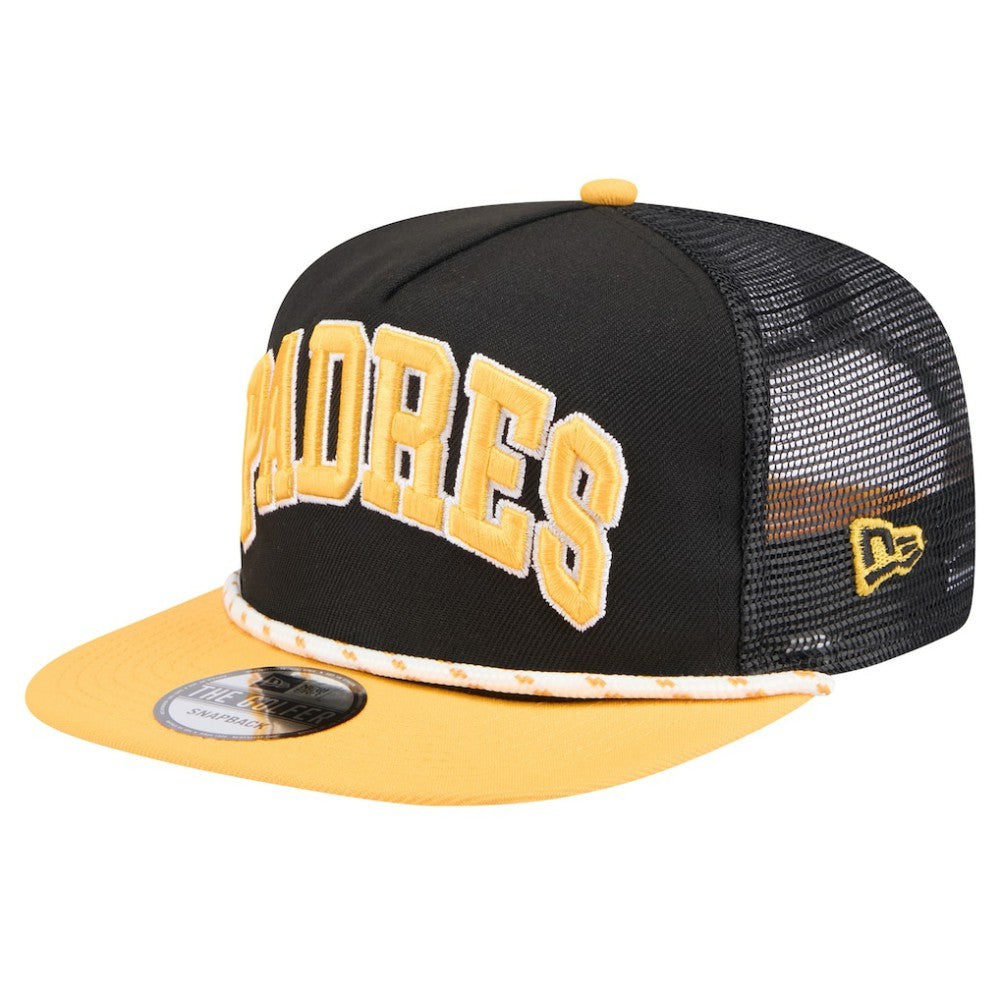 Black San Diego Padres New Era Throwback Meshback Golfer Hat