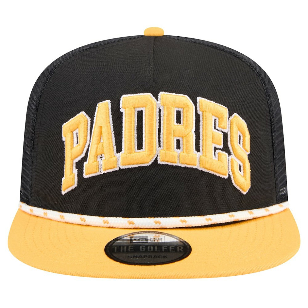 Black San Diego Padres New Era Throwback Meshback Golfer Hat