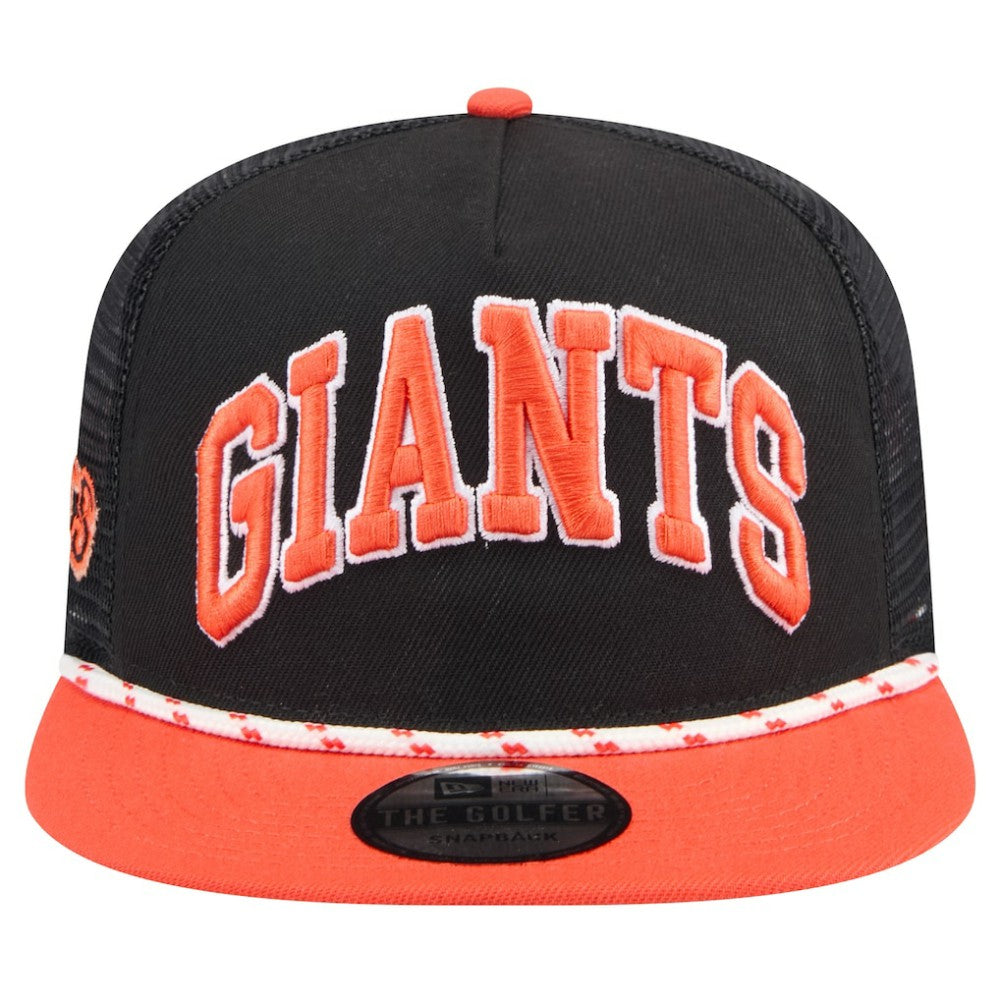 Black San Francisco Giants New Era Throwback Meshback Golfer Hat