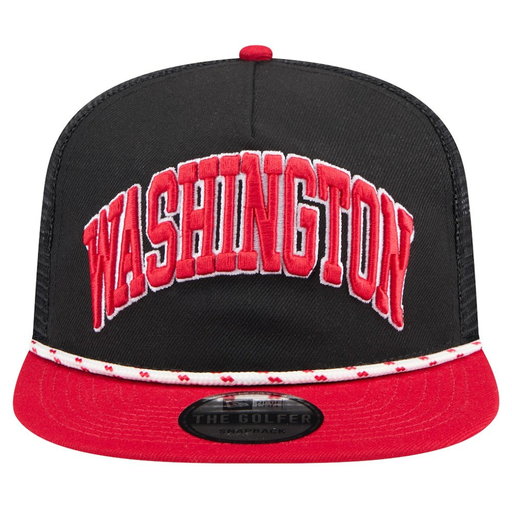 Black Washington Nationals New Era Throwback Meshback Golfer Hat