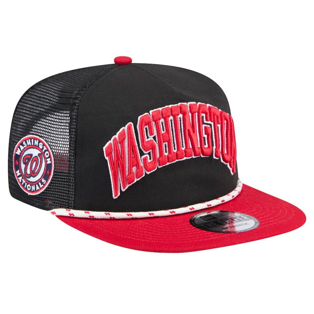 Black Washington Nationals New Era Throwback Meshback Golfer Hat