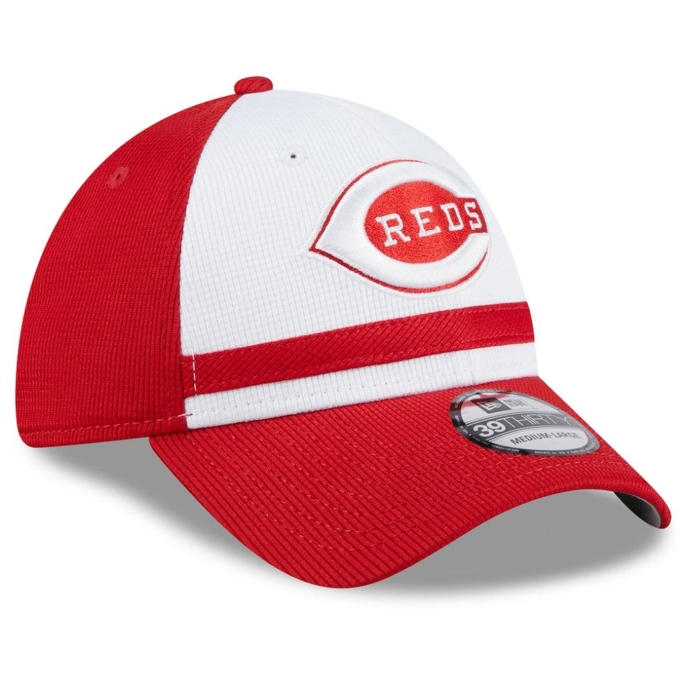 White Cincinnati Reds New Era 2025 Batting Practice 39THIRTY Flex Hat