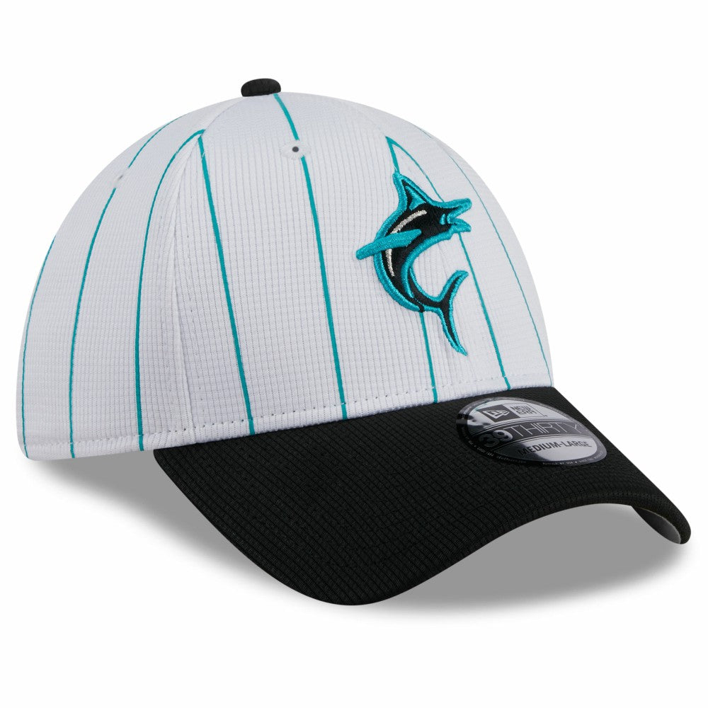 White Miami Marlins New Era 2025 Batting Practice 39THIRTY Flex Hat
