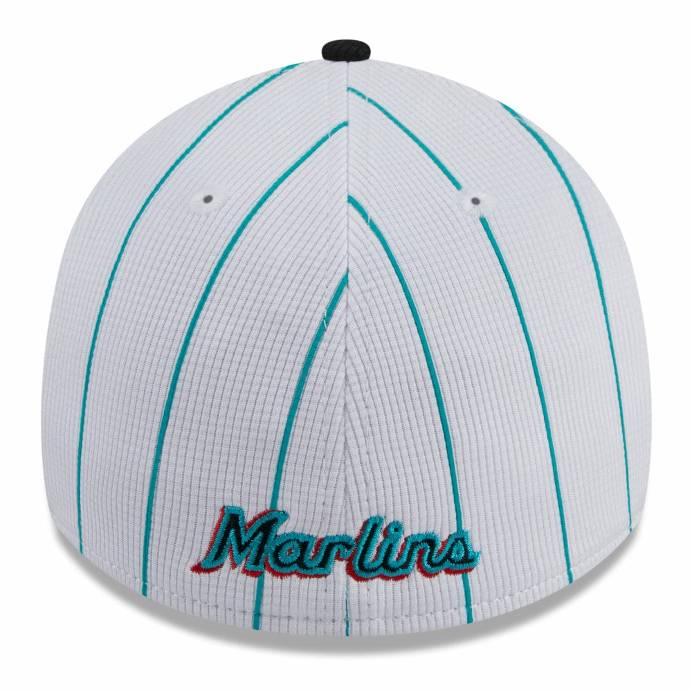 White Miami Marlins New Era 2025 Batting Practice 39THIRTY Flex Hat