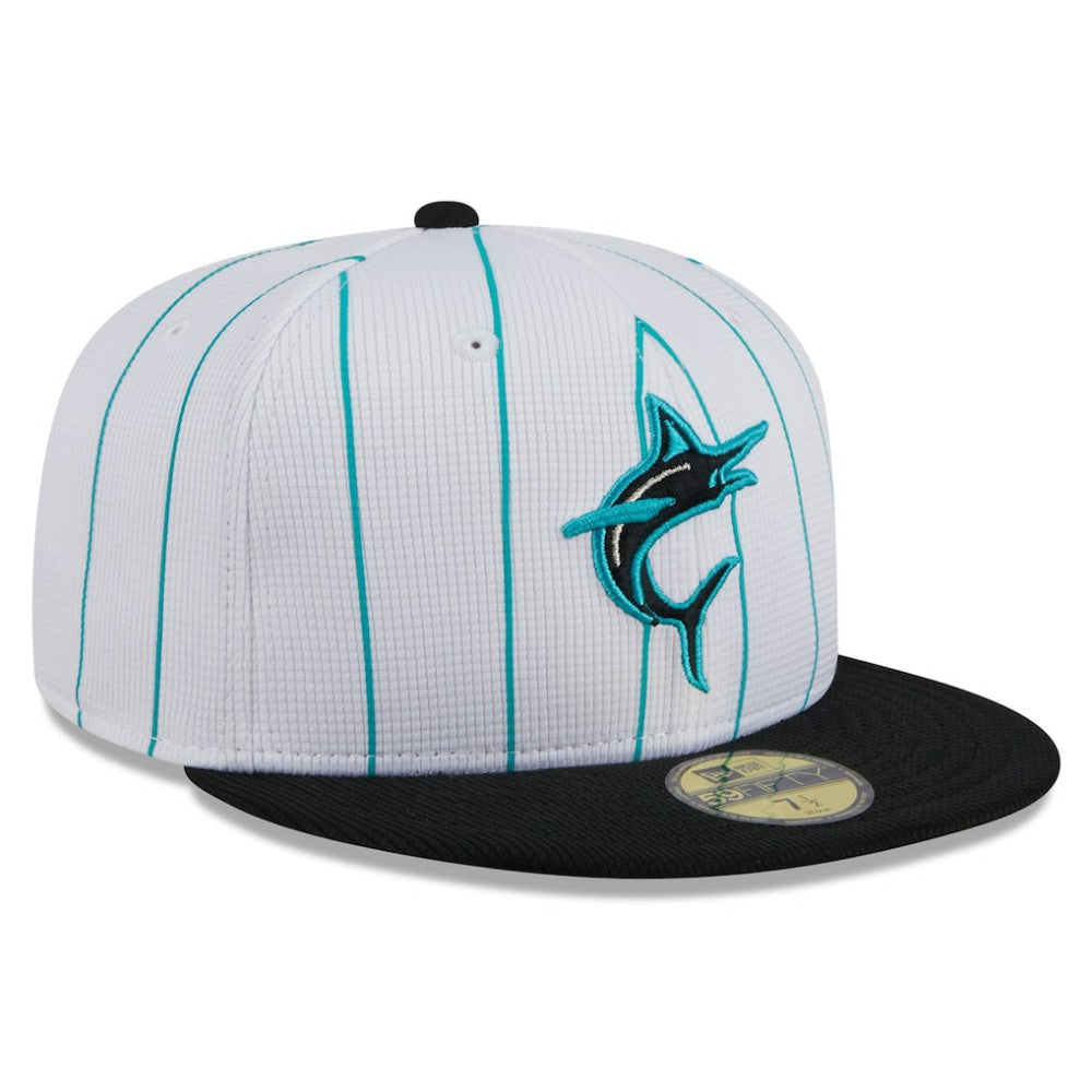 White Miami Marlins New Era 2025 Batting Practice 59FIFTY Fitted Hat