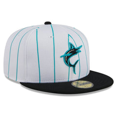 White Miami Marlins New Era 2025 Batting Practice 59FIFTY Fitted Hat