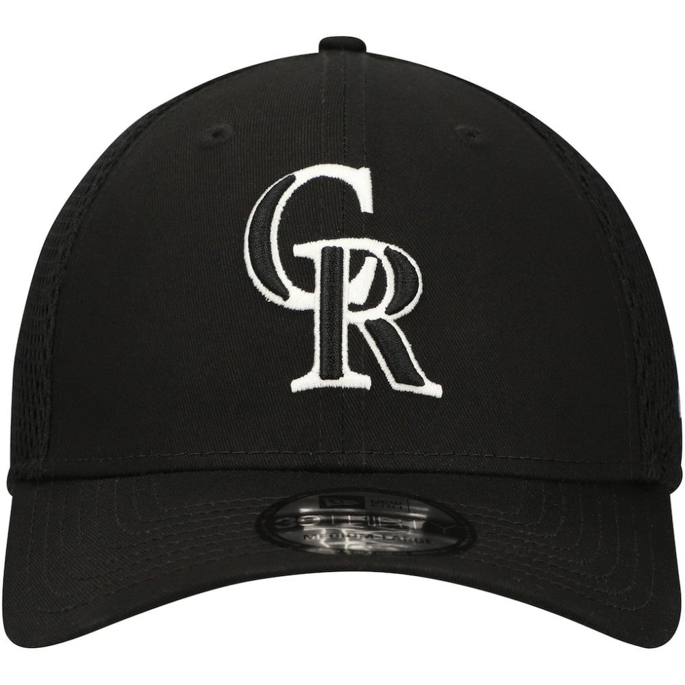 Black/White Colorado Rockies New Era Neo 39THIRTY Flex Hat