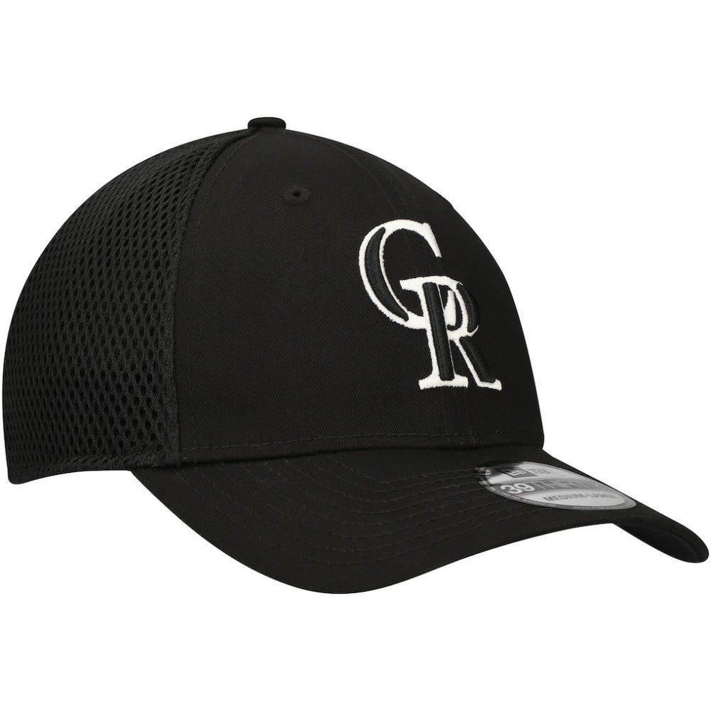 Black/White Colorado Rockies New Era Neo 39THIRTY Flex Hat
