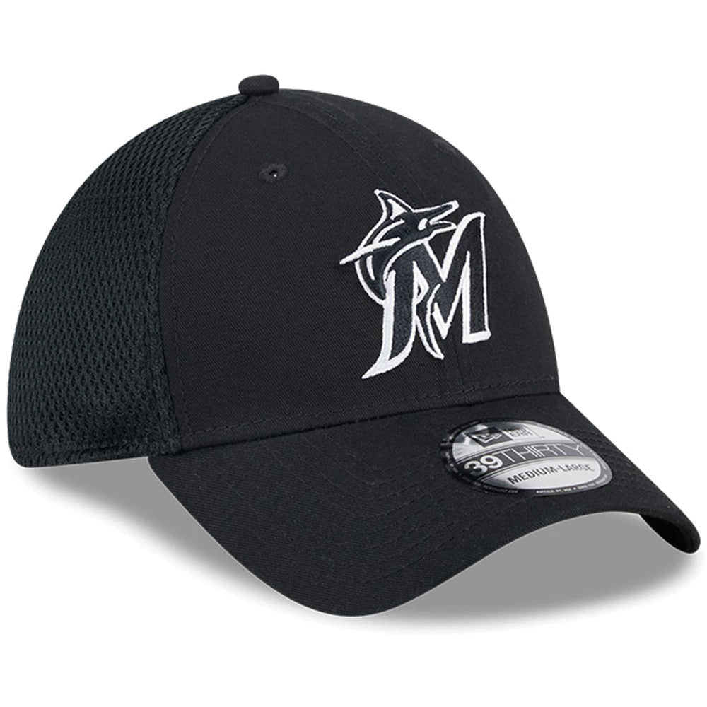Black/White Miami Marlins New Era Neo 39THIRTY Flex Hat