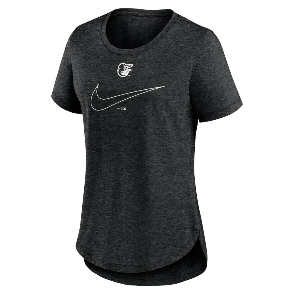 Charcoal Baltimore Orioles Nike Women's Big Swoosh Tri-Blend Scoop Neck T-Shirt