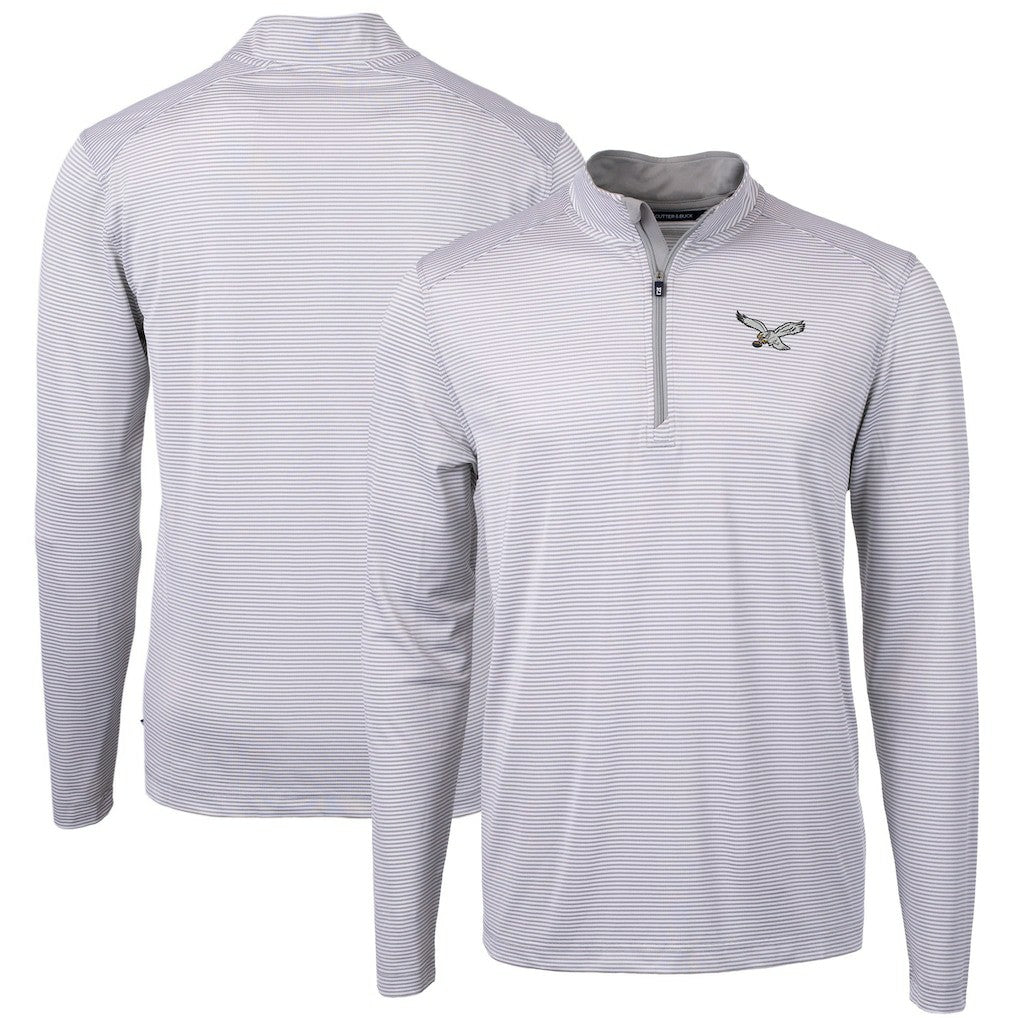 Cutter & Buck Virtue Eco Pique Micro Stripe Recycled Quarter-Zip Pullover Top - Philadelphia Eagles Pullover