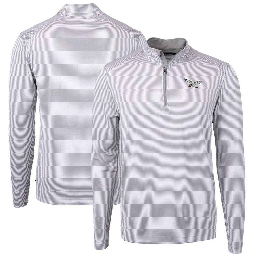 Cutter & Buck Virtue Eco Pique Micro Stripe Recycled Quarter-Zip Pullover Top - Philadelphia Eagles Pullover