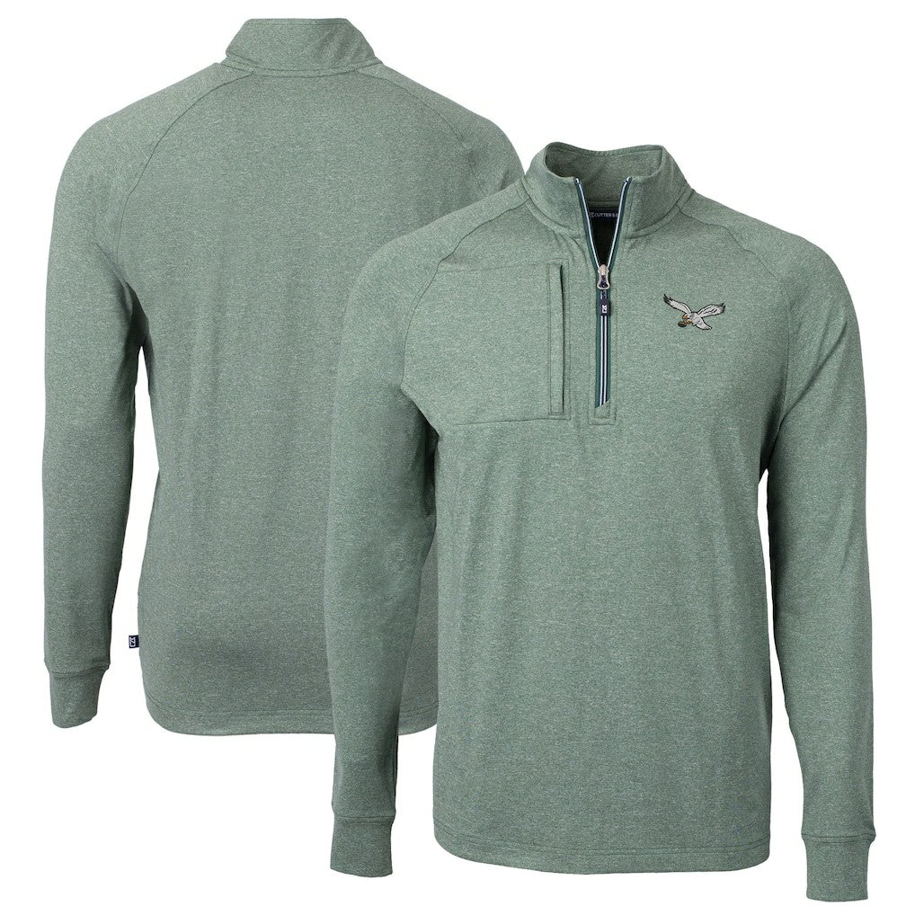 Cutter & Buck Adapt Eco Knit Heathered Recycled Quarter-Zip Pullover - Philadelphia Eagles Pullover