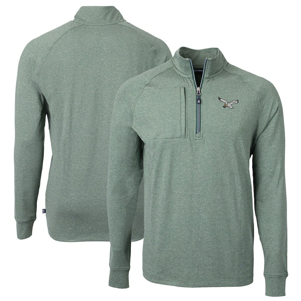 Cutter & Buck Adapt Eco Knit Heathered Recycled Quarter-Zip Pullover - Philadelphia Eagles Pullover