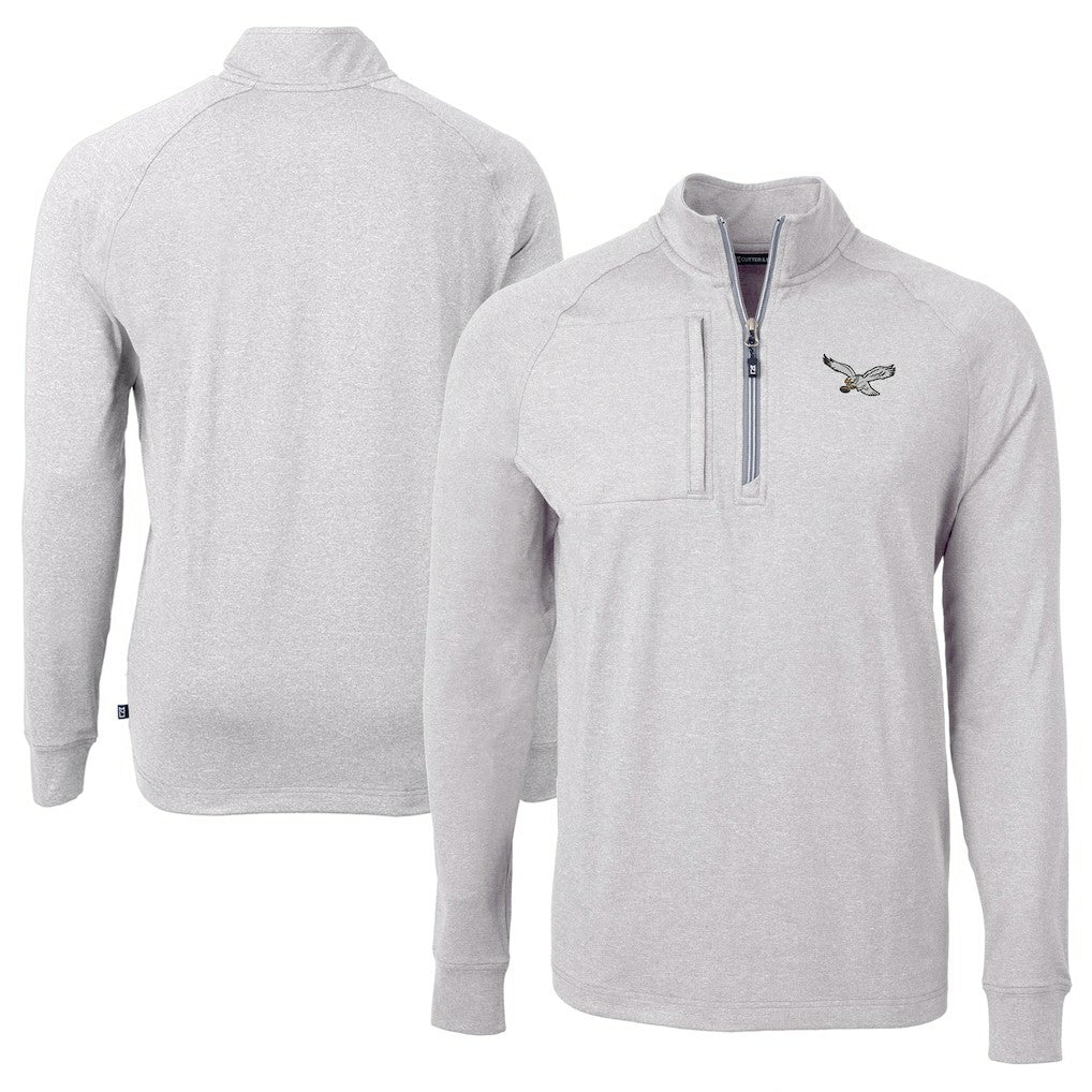 Cutter & Buck Adapt Eco Knit Heathered Recycled Quarter-Zip Pullover - Philadelphia Eagles Pullover