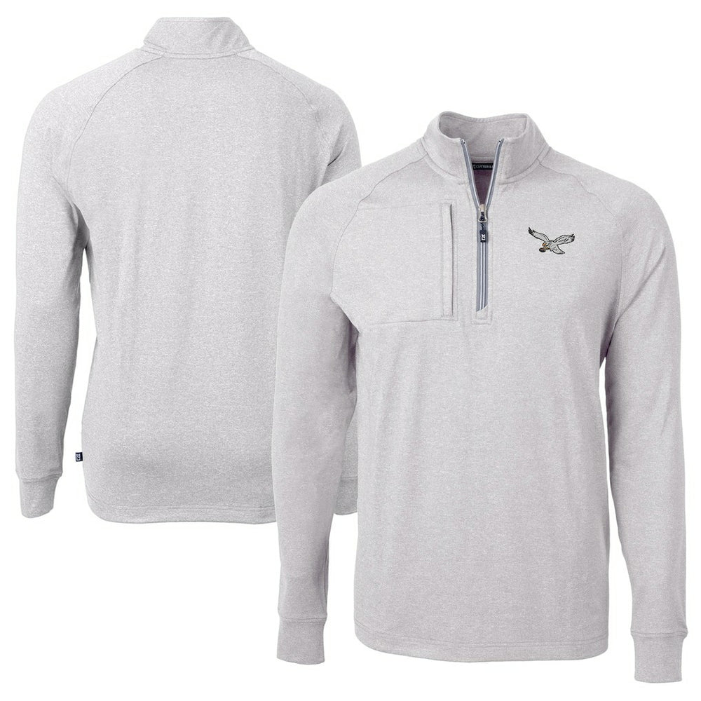 Cutter & Buck Adapt Eco Knit Heathered Recycled Quarter-Zip Pullover - Philadelphia Eagles Pullover