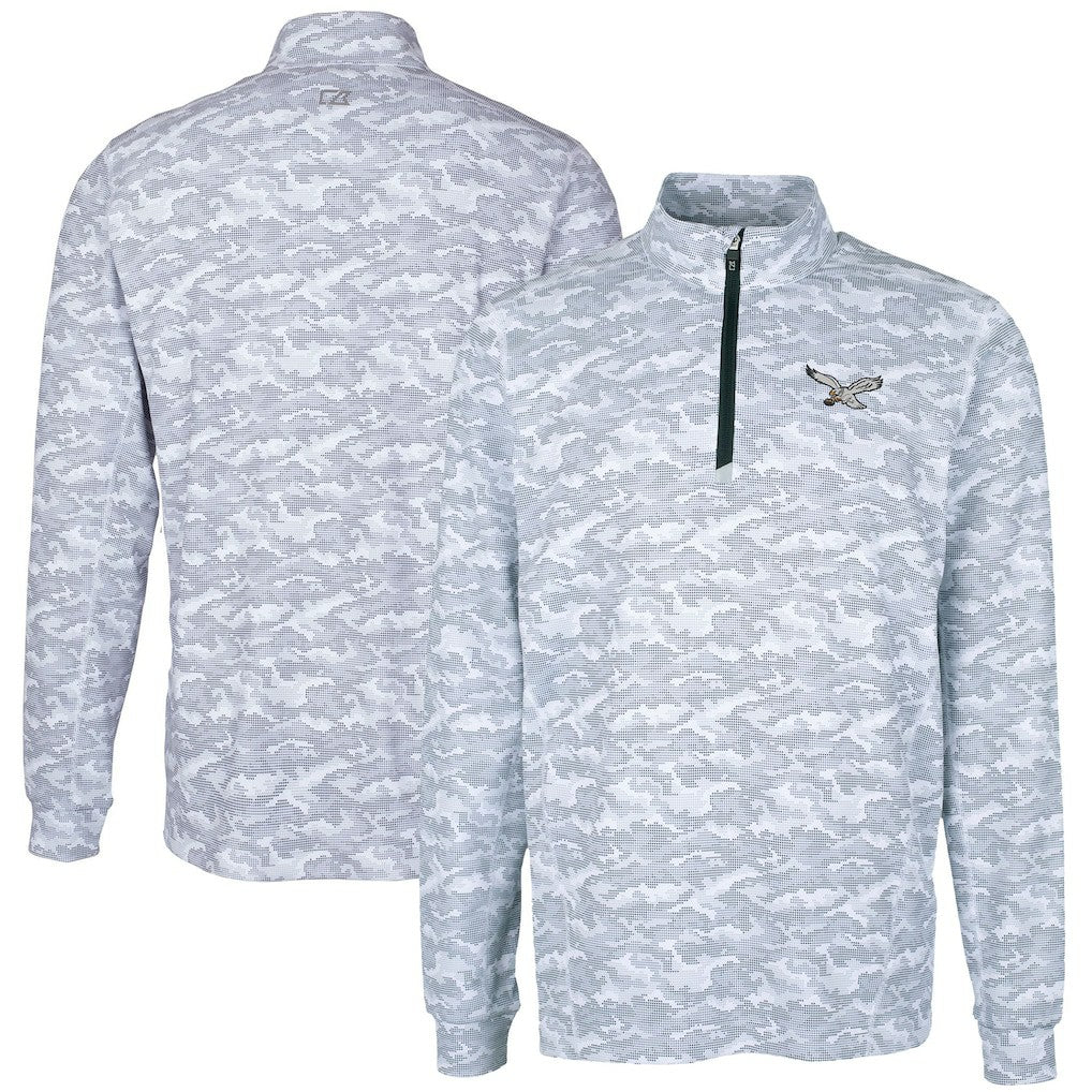 Cutter & Buck Traverse Camo Print Stretch Quarter-Zip Pullover - Philadelphia Eagles Pullover