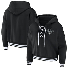WEAR by Erin Andrews Women's Lace-Up Pullover Hoodie - Las Vegas Raiders Hoodies