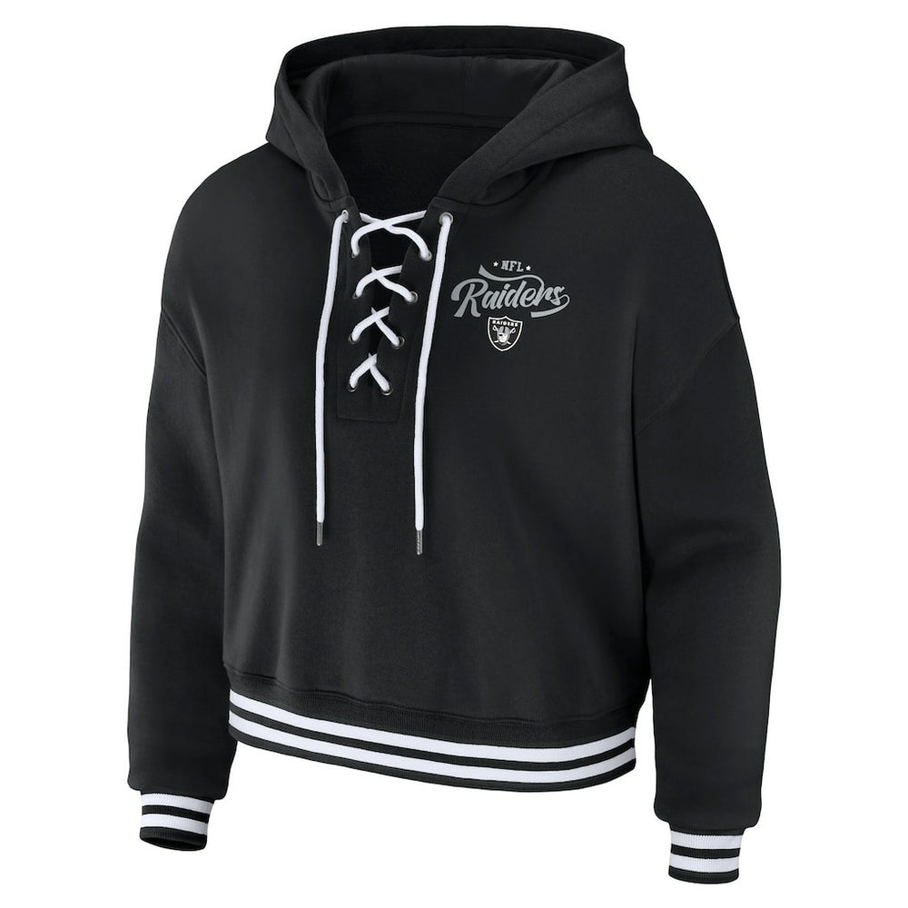 WEAR by Erin Andrews Women's Lace-Up Pullover Hoodie - Las Vegas Raiders Hoodies