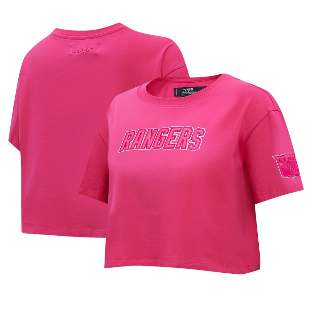 NHL New York Rangers Pro Standard Women's Triple Pink Cropped Boxy T-Shirt