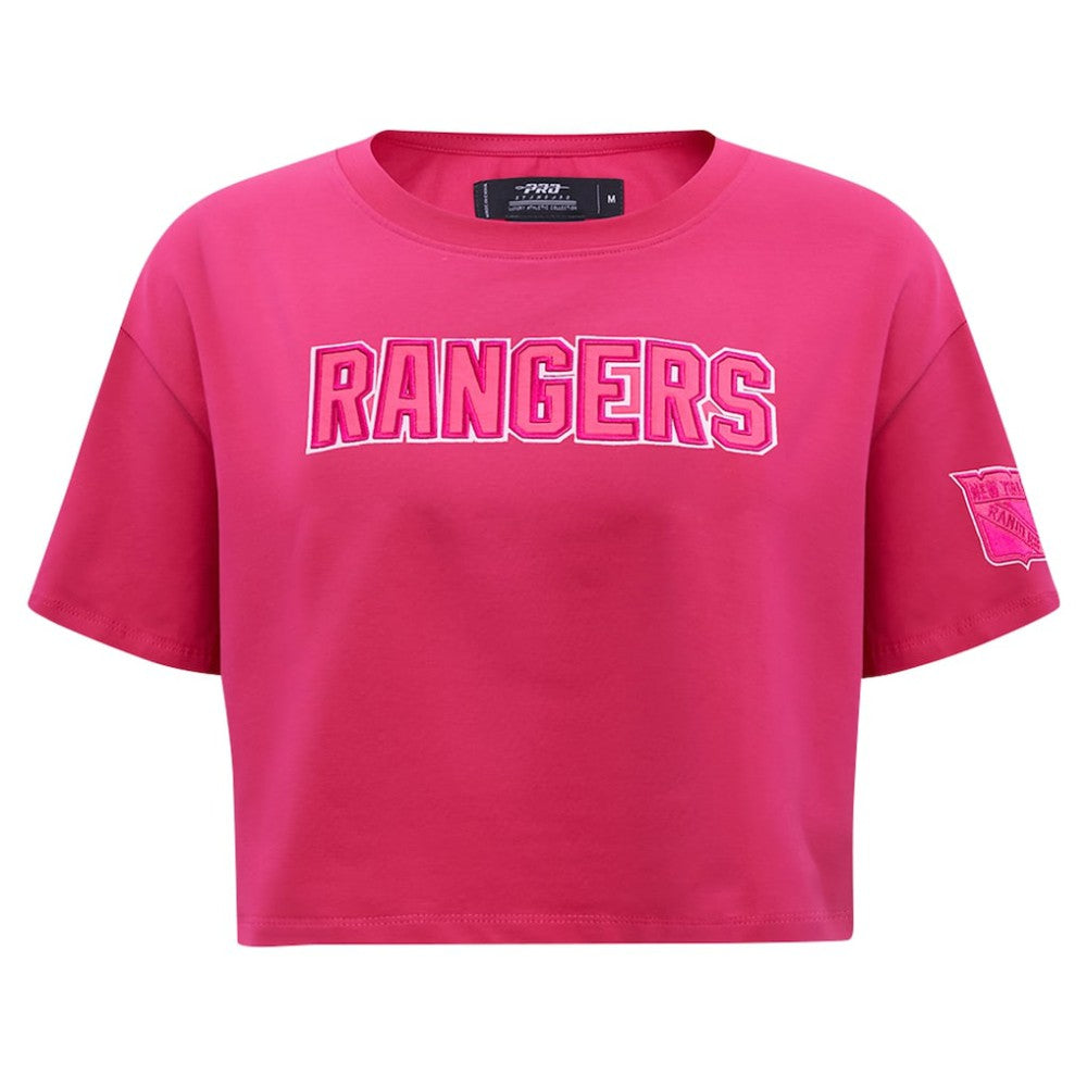 NHL New York Rangers Pro Standard Women's Triple Pink Cropped Boxy T-Shirt